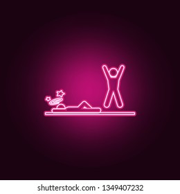 knockdown in action icon. Elements of Fight in neon style icons. Simple icon for websites, web design, mobile app, info graphics