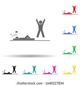 knockdown in action multi color style icon. Simple glyph, flat vector of fight icons for ui and ux, website or mobile application