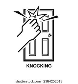 Knocker icon. Hand knocking on the door  isolated on background vector illustration.