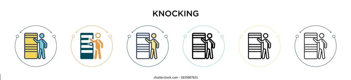 Knocking icon in filled, thin line, outline and stroke style. Vector illustration of two colored and black knocking vector icons designs can be used for mobile, ui, web