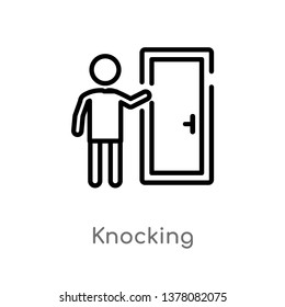 knocking vector line icon. Simple element illustration. knocking outline icon from people concept. Can be used for web and mobile
