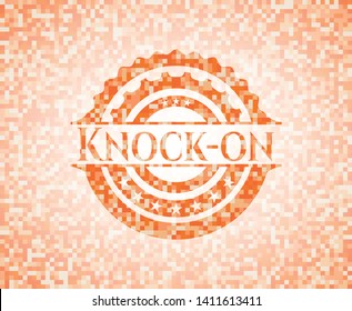 Knock-on abstract orange mosaic emblem