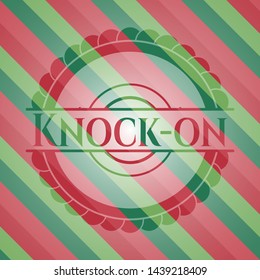 Knock-on christmas colors style badge. Vector Illustration. Detailed.