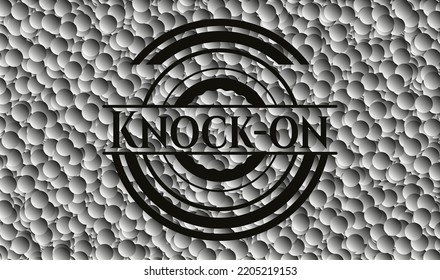 Knock-on dark icon or emblem with grey bubbles background. Vector Illustration. Detailed. 