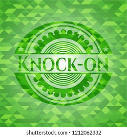 Knock-on green emblem with triangle mosaic background