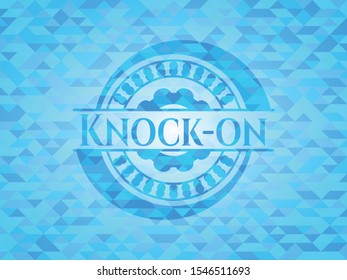 Knock-on light blue emblem with triangle mosaic background
