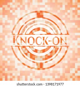 Knock-on orange mosaic emblem with background