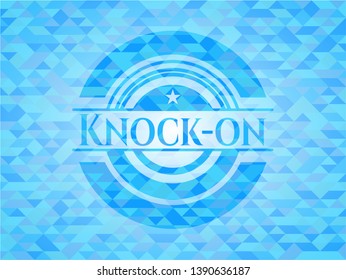 Knock-on sky blue emblem with mosaic ecological style background