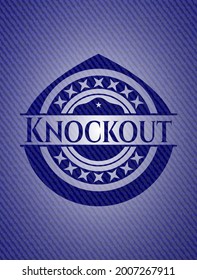 Knockout emblem with denim high quality background. Vector Illustration. Detailed. 