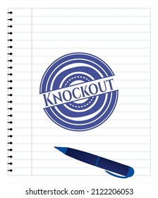Dibujo de bolígrafo de Knockout. Tinta azul. Ilustración vectorial. Detallado. 