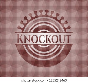 Knockout red seamless badge with geometric background.