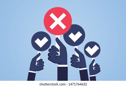 Knockout, selection, different sorts of hands holding a checkmark