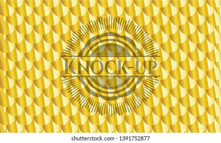 Knock-up golden badge. Scales pattern. Vector Illustration. Detailed.