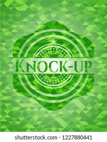 Knock-up green emblem with mosaic background