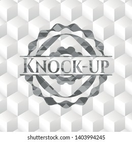 Knock-up grey emblem with geometric cube white background