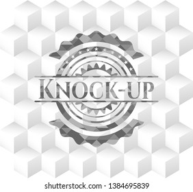 Knock-up grey emblem. Retro with geometric cube white background