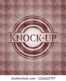 Knock-up red badge with geometric background. Seamless.
