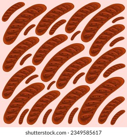 Knockwurst sausage flat vector illustration. Cute grilled knockwurst sausage cartoon vector illustration for graphic design and decorative element