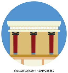 Knossos palace at Crete, Greece. Travel concept. Vector