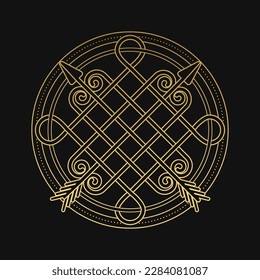 Knot with arrows, traditional Turkic ornament. Vector illustration