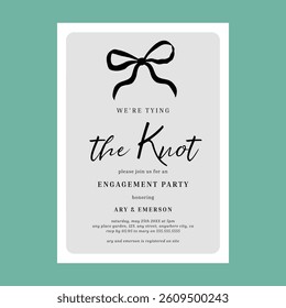 The Knot Black Bow Engagement Party Invitation