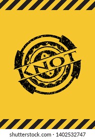 Knot black grunge emblem inside yellow warning sign. Vector Illustration. Detailed.