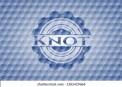 Knot blue badge with geometric pattern.