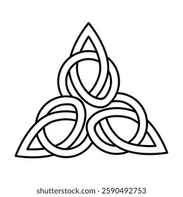 The Druid’s Knot. Celtic triquetra isolated vector. Nordic interlaced symbol. Celtic three-cornered knot vector illustration.