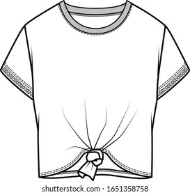 knot detail t  shirt  apparel template  flat sketch