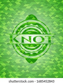 Knot green emblem with triangle mosaic background. Vector Illustration. Detailed.