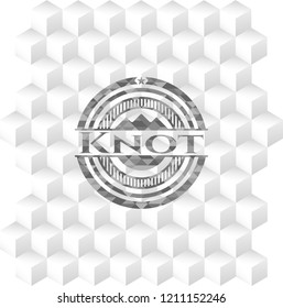 Knot grey badge with geometric cube white background