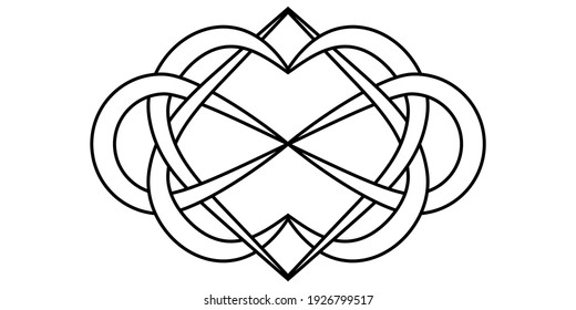 Knot of hearts and infinity sign, vector sign symbol of infinite and eternal love