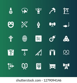 knot icon set. Collection of 25 filled knot icons included Bow tie, Miscellaneous, Binding, Pretzel, Fishing, Sash, Rope, Tie, Triquetra, Gallows, Scout, Chinese knot, Bow, Ice axe