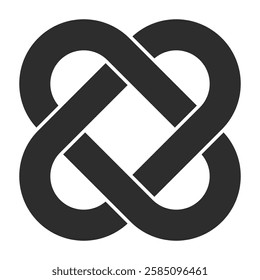 Knot interconnection symbol of connection by, four intertwined loops