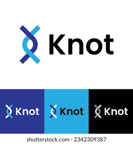 Knot logo design, minimalistic design, with blue color combination 