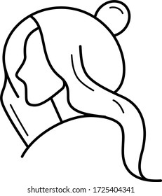 Knot long hair style icon in outline