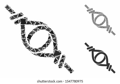 Knot loop connection mosaic of uneven items in various sizes and color tones, based on knot loop connection icon. Vector uneven items are united into collage.