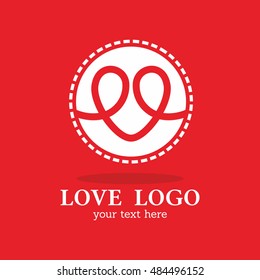 KNOT LOVE HEART SYMBOL LOGO ICON RED BACKGROUND