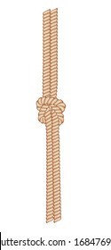 Knot made from rope on white. Vector illustration