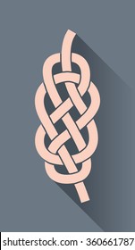 Knot on the rope symbol, in flat design