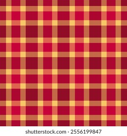 Knot pattern textile background, costume check seamless texture. Border vector fabric tartan plaid in red and orange colors palette.