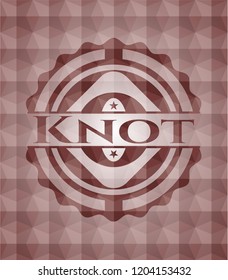 Knot red seamless emblem with geometric background.