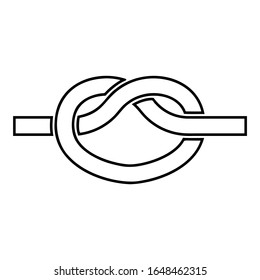 Knot Rope tied Node Join concept Noose icon outline black color vector illustration flat style image