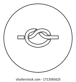 Knot Rope tied Node Join concept Noose icon in circle round outline black color vector illustration flat style image