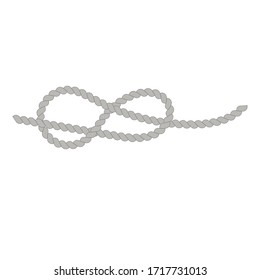 A knot of rope.Flat illustration.Sea knot.Twisted wire rope.Vector image