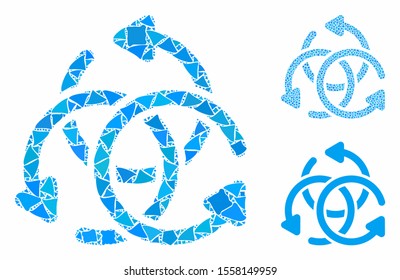 Knot rotation composition of humpy parts in different sizes and color tones, based on knot rotation icon. Vector humpy parts are combined into illustration.