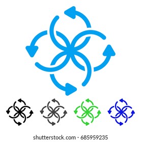 Knot Rotation flat vector illustration. Colored knot rotation gray, black, blue, green icon variants. Flat icon style for web design.