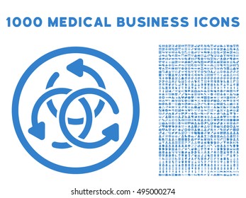 Knot Rotation icon with 1000 medical commercial cobalt vector pictographs. Collection style is flat symbols, white background.