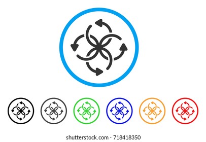 Knot Rotation rounded icon. Style is a flat knot rotation grey symbol inside light blue circle with black, gray, green, blue, red, orange variants. Vector designed for web and software interfaces.