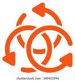 Knot Rotation vector icon. Style is flat symbol, orange color, rounded angles, white background.